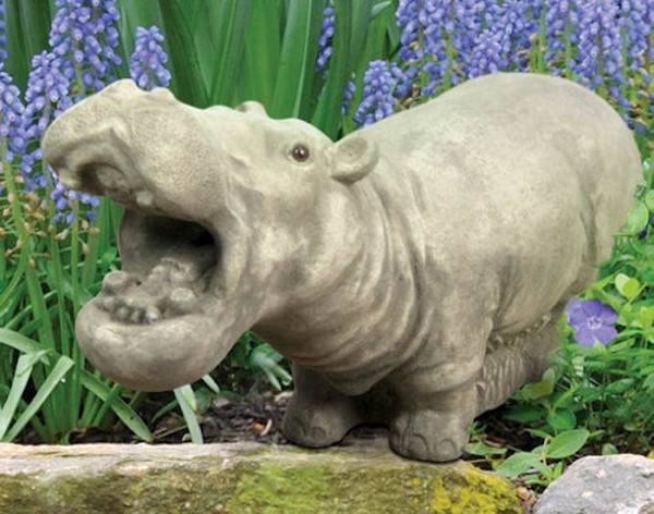 Hippopotamus Statue Mammal Figurine Statuette Piped Cement